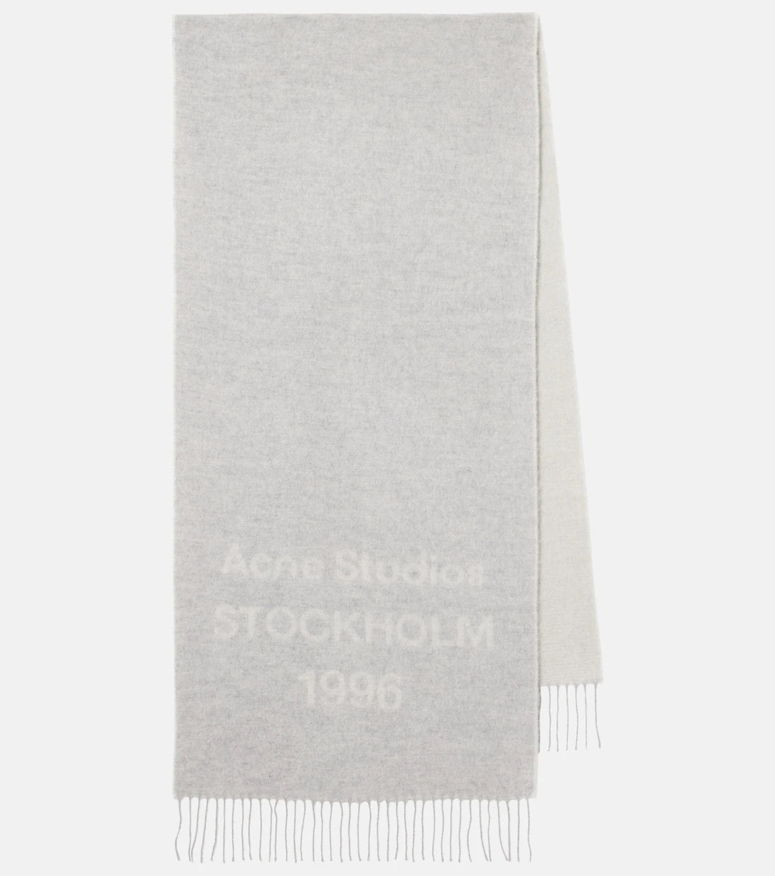 Acne Studios - وشاح جاكار صوف بشراشيب وشعار العلامة