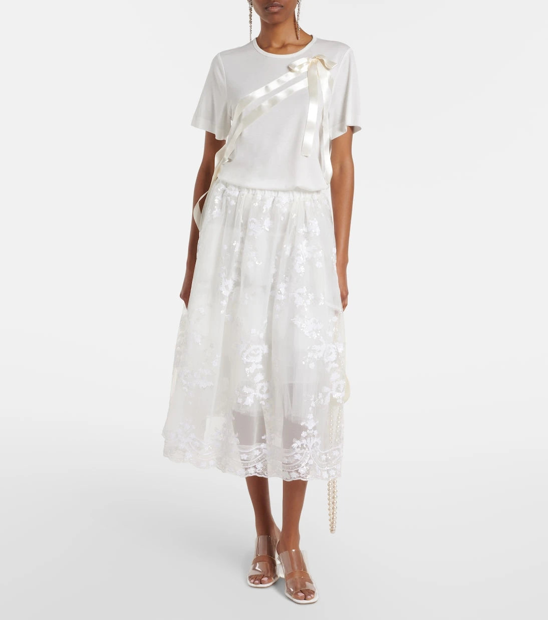 Simone Rocha - Sequined tulle midi skirt