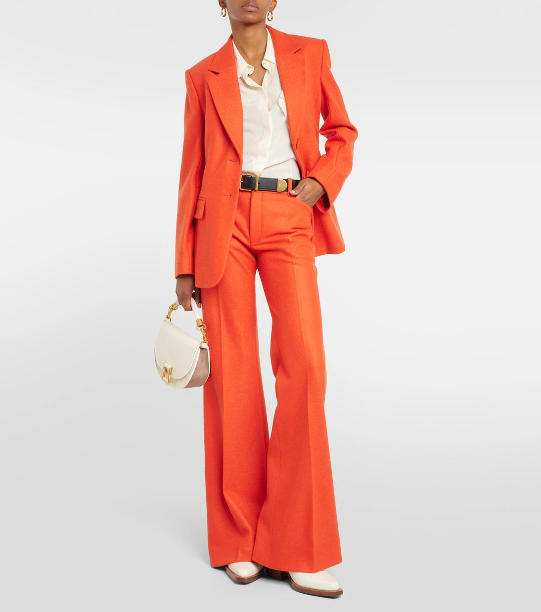 Chloé - Felted wool and cashmere jersey flared pants