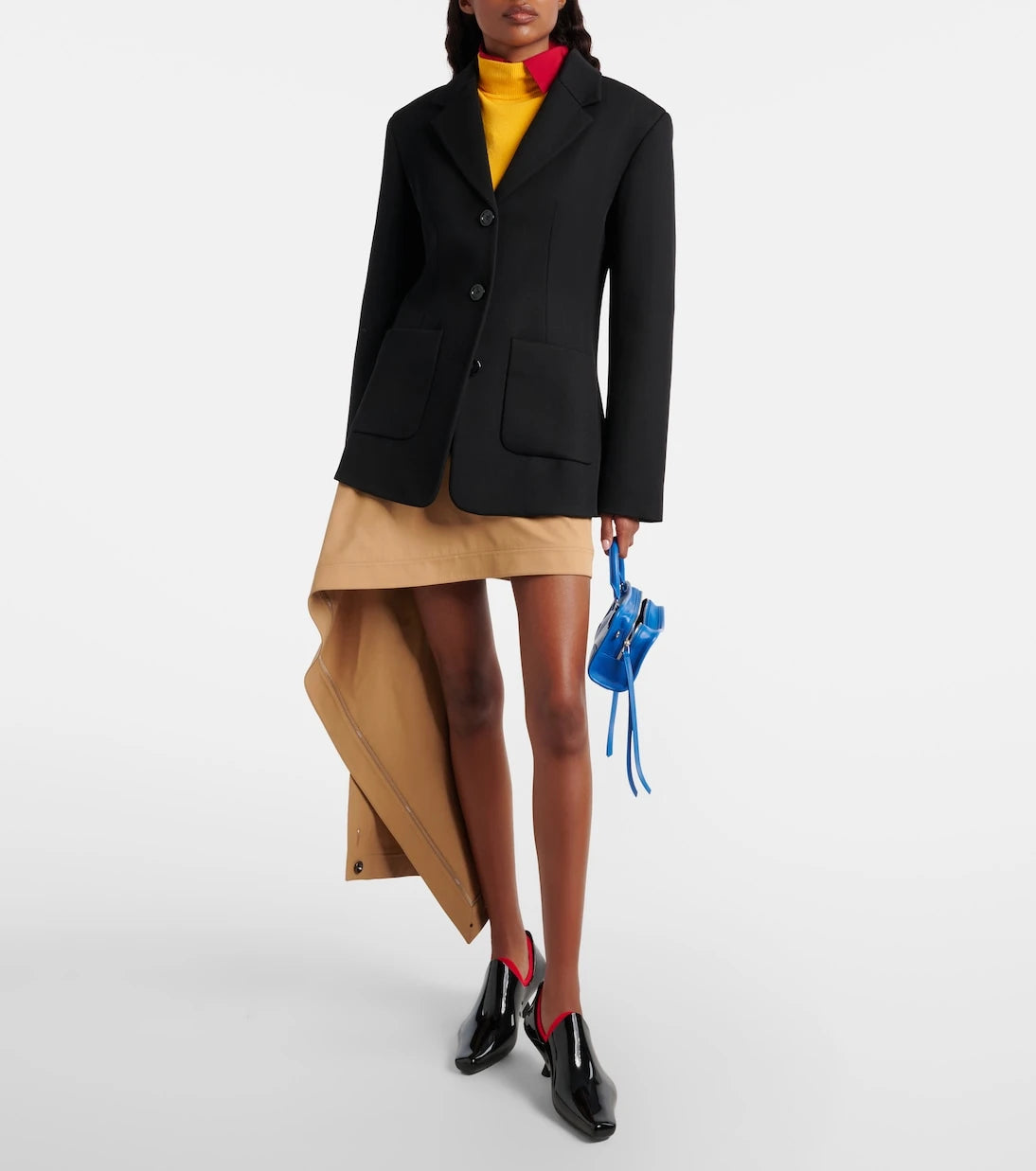 Loewe - بلوزة علوية مضلعة محبوكة بشعار L المزدوج
