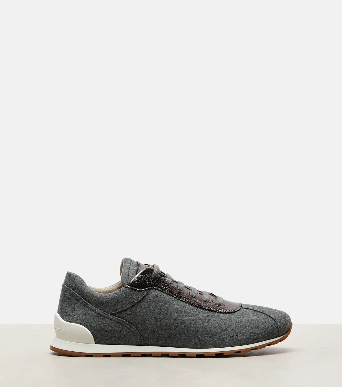 Brunello Cucinelli - Leather-trimmed felt sneakers