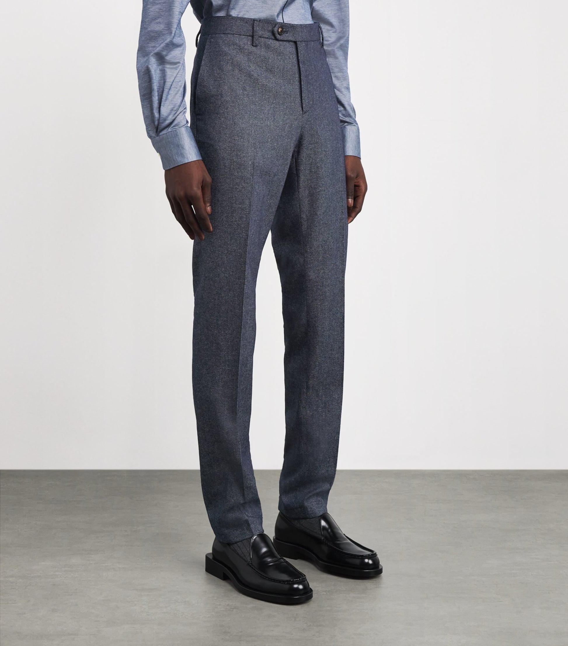 Cotton-Blend Flat Front Trousers