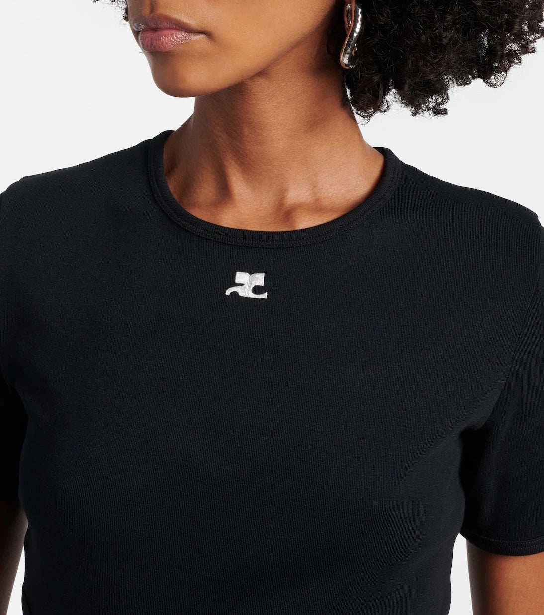 Courrèges - Logo cutout tie-back cotton crop top