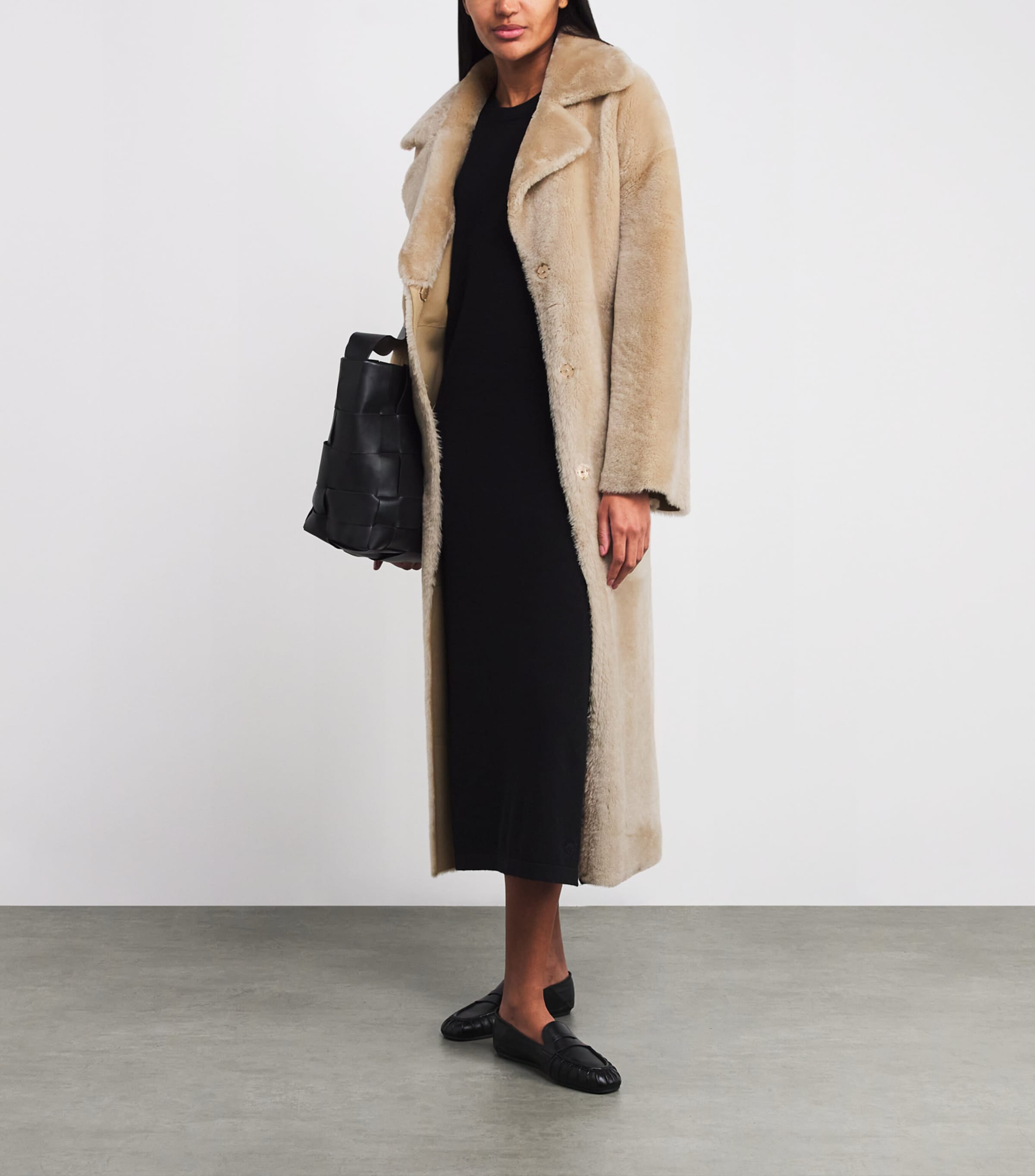 Arma Beige Shearling-Leather Reversible RIEN coat