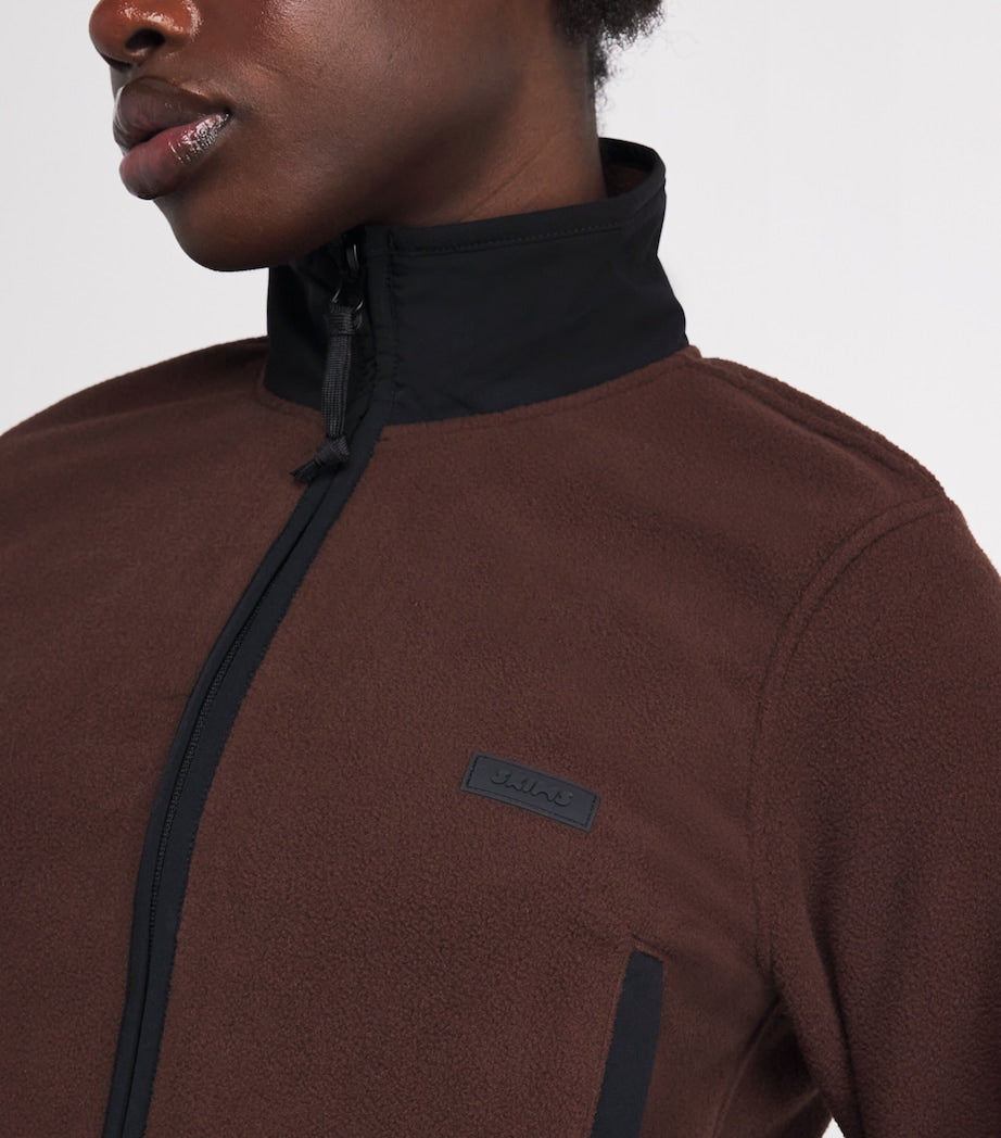 Skims Brown Fleece Zip-Up Cropped Sweatshirt