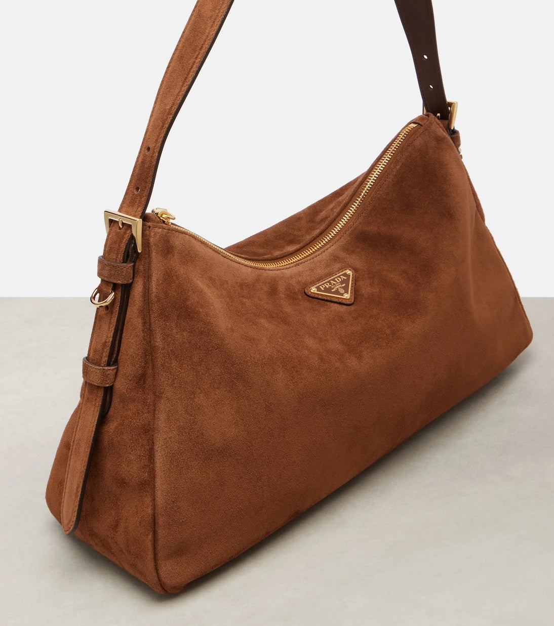 Prada - Prada Aimée Large suede shoulder bag