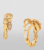 Yellow Gold and Diamond Serpenti Viper Hoop Earrings