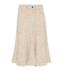Brunello Cucinelli Beige Flecked Virgin Wool-Silk-Blend Midi Skirt