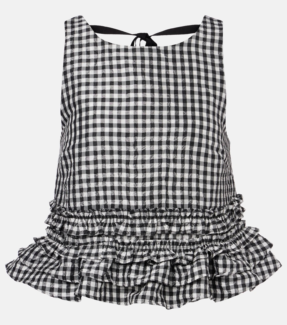 Ganni - Gingham ruffled top