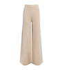 Max Mara Beige Wool-Cashmere Wide-Leg Trousers