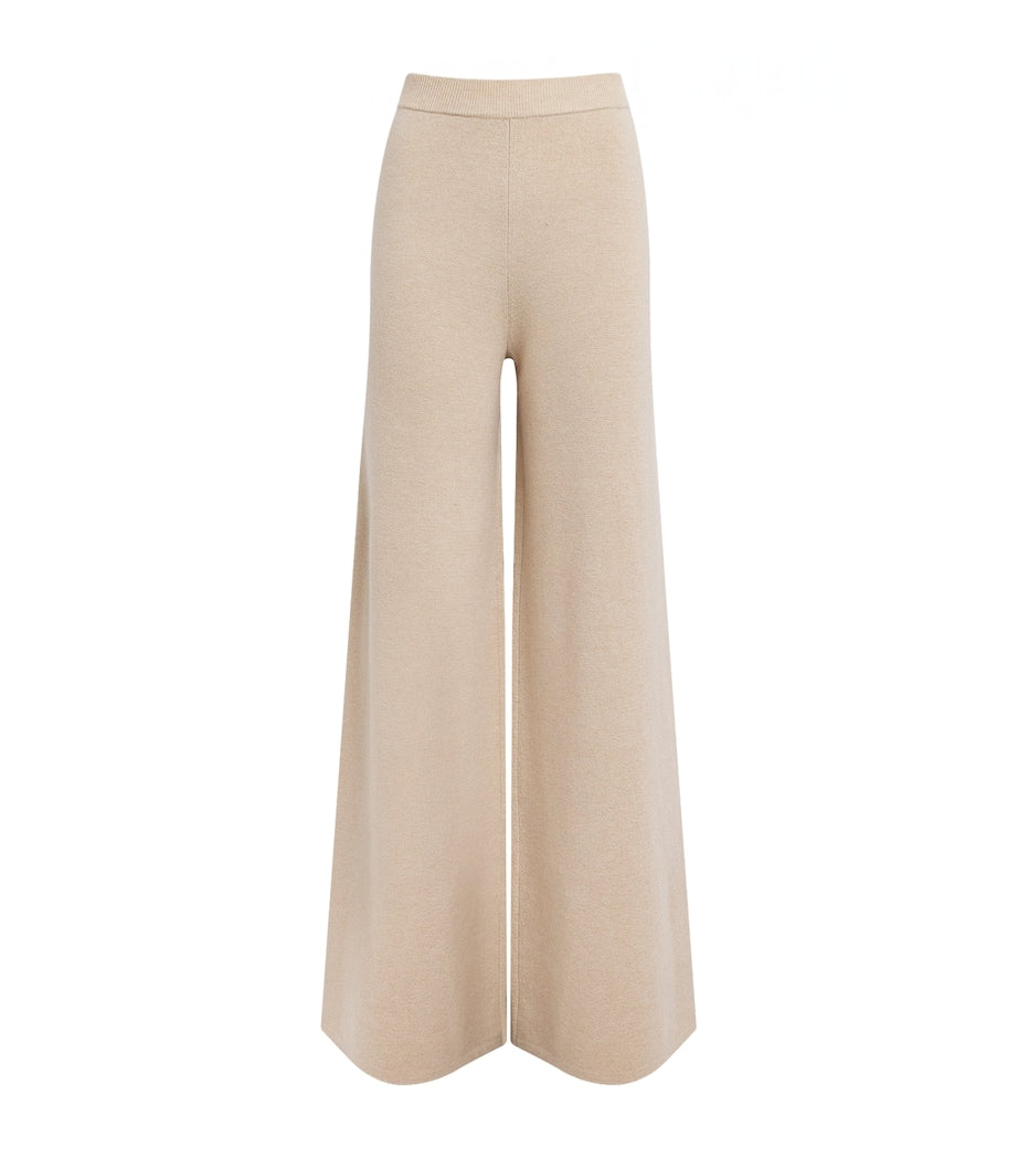 Max Mara Beige Wool-Cashmere Wide-Leg Trousers