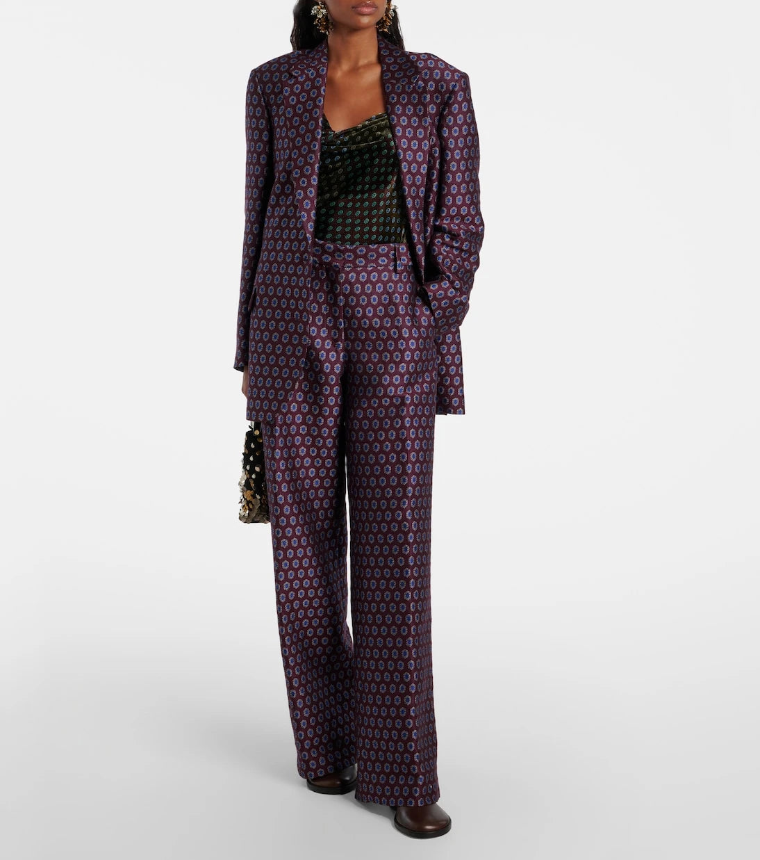 Dries Van Noten - سترة صوف، قطن، ومزيج كتان مطبوعة