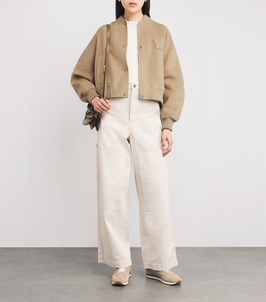 Weekend Max Mara Beige Wool-Blend Bomber Jacket