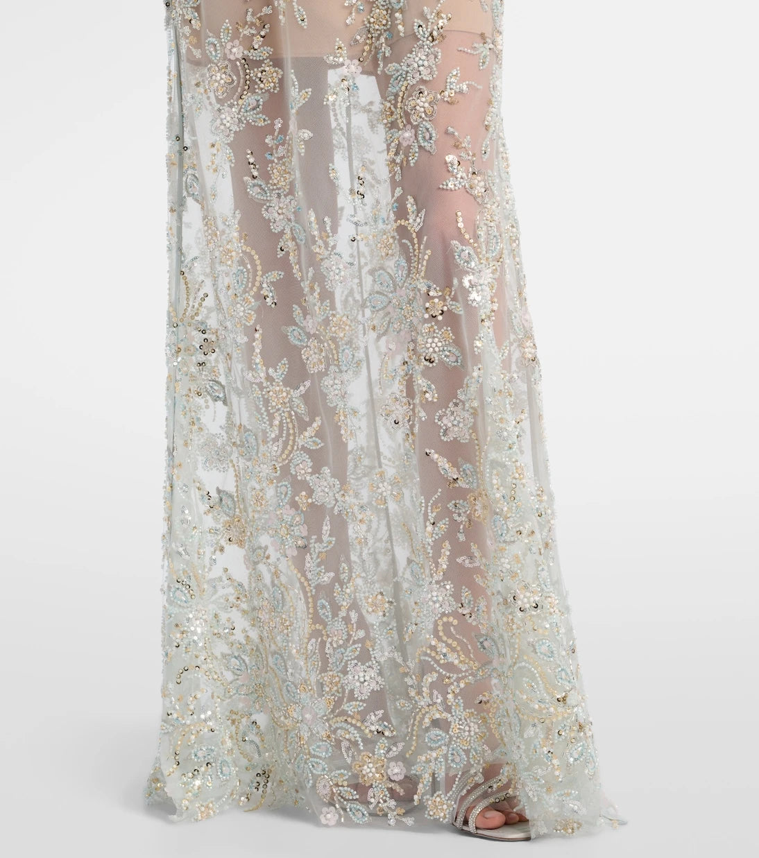 Self-Portrait - Embellished caped maxi dress