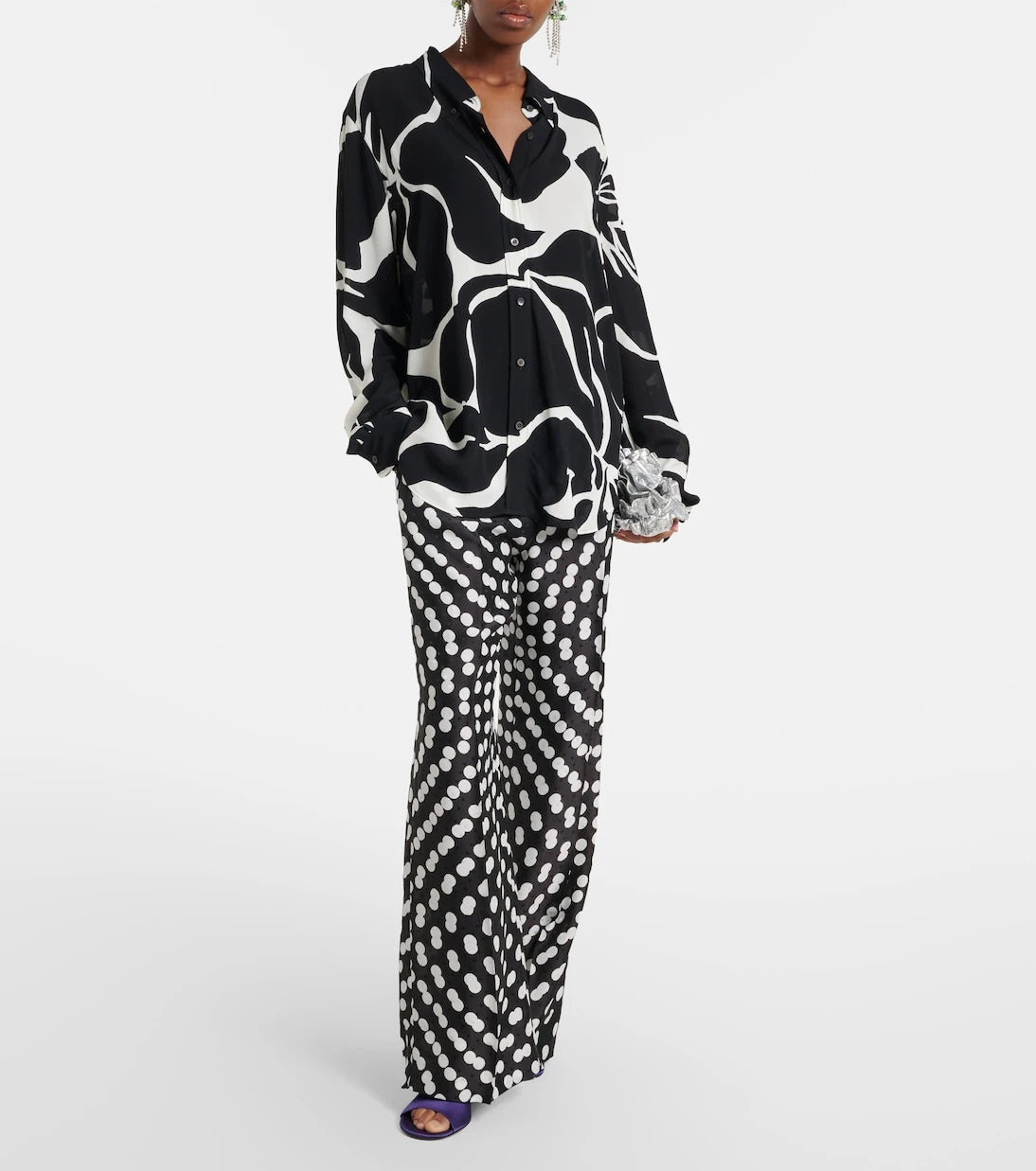 Dries Van Noten - Polka-dot silk wide-leg pants