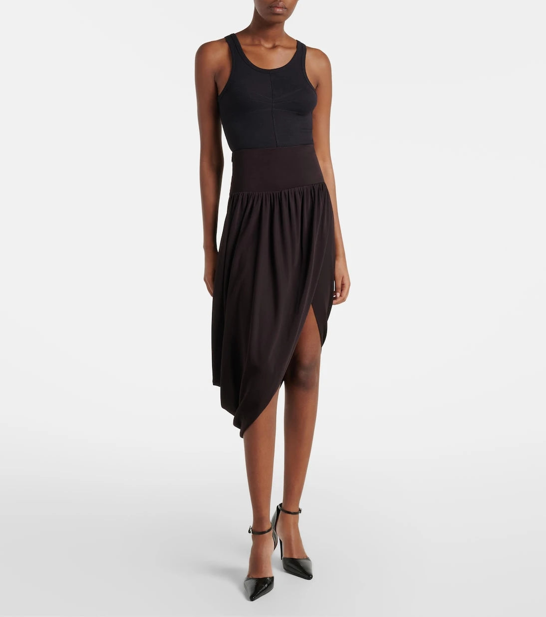 Alaïa - تنورة متوسطة الطول من الجيرسيه الملتوي غير المتماثل