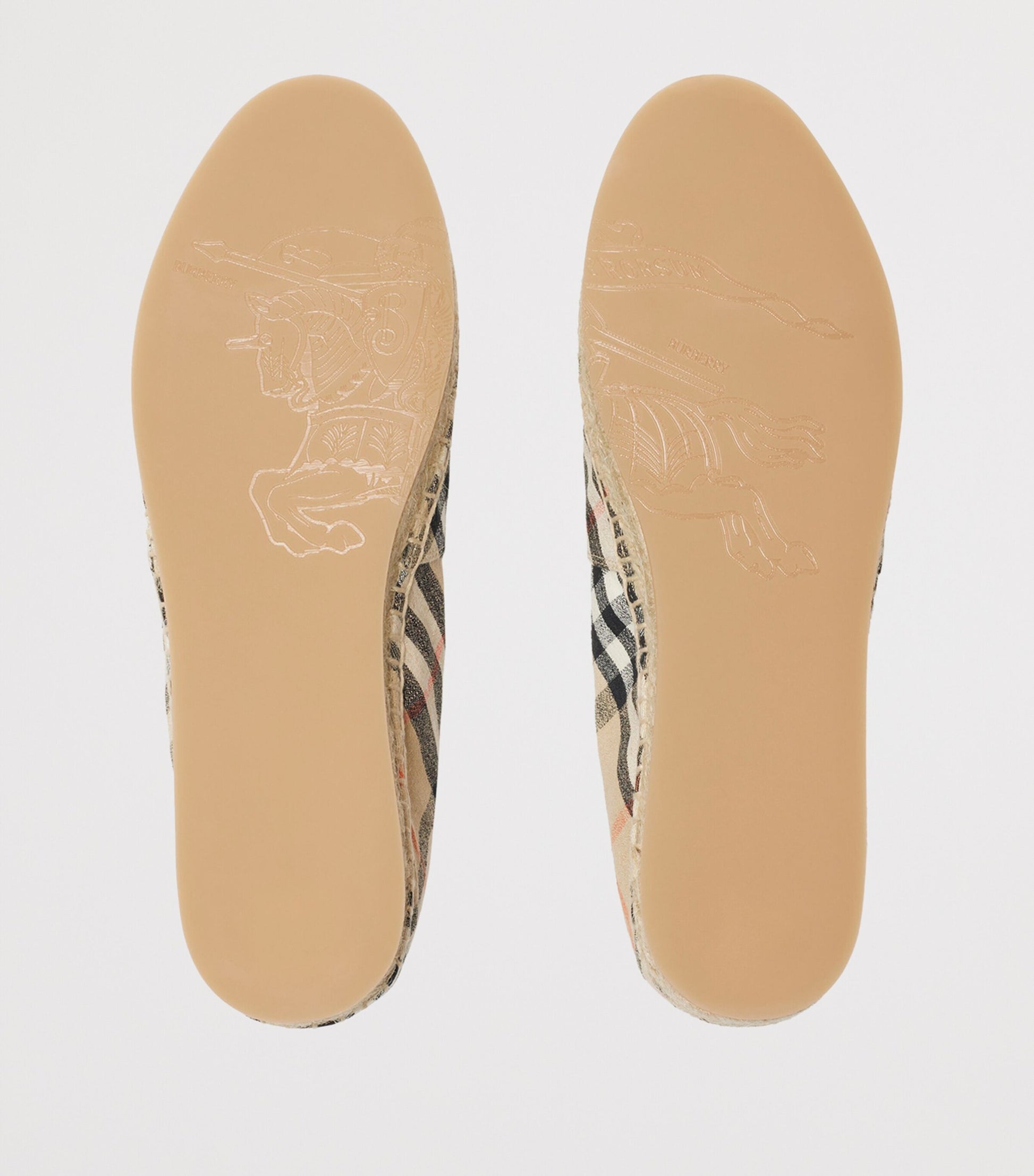 Beige Linen-Blend Check Espadrilles