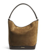 Beige Suede-Leather Bucket Bag