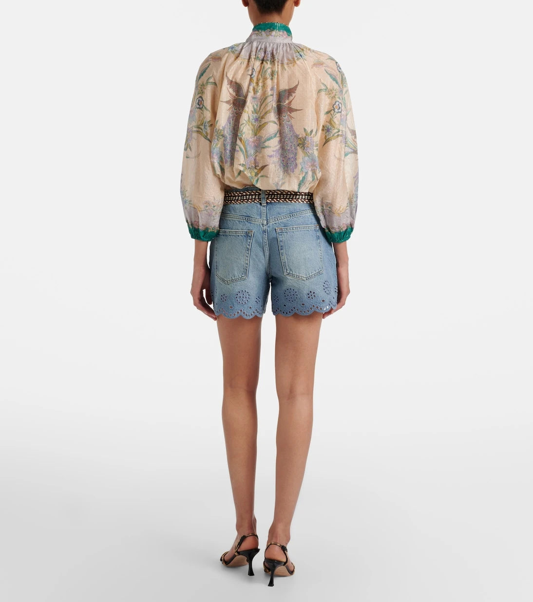 Frame - Long Hang broderie anglaise denim shorts