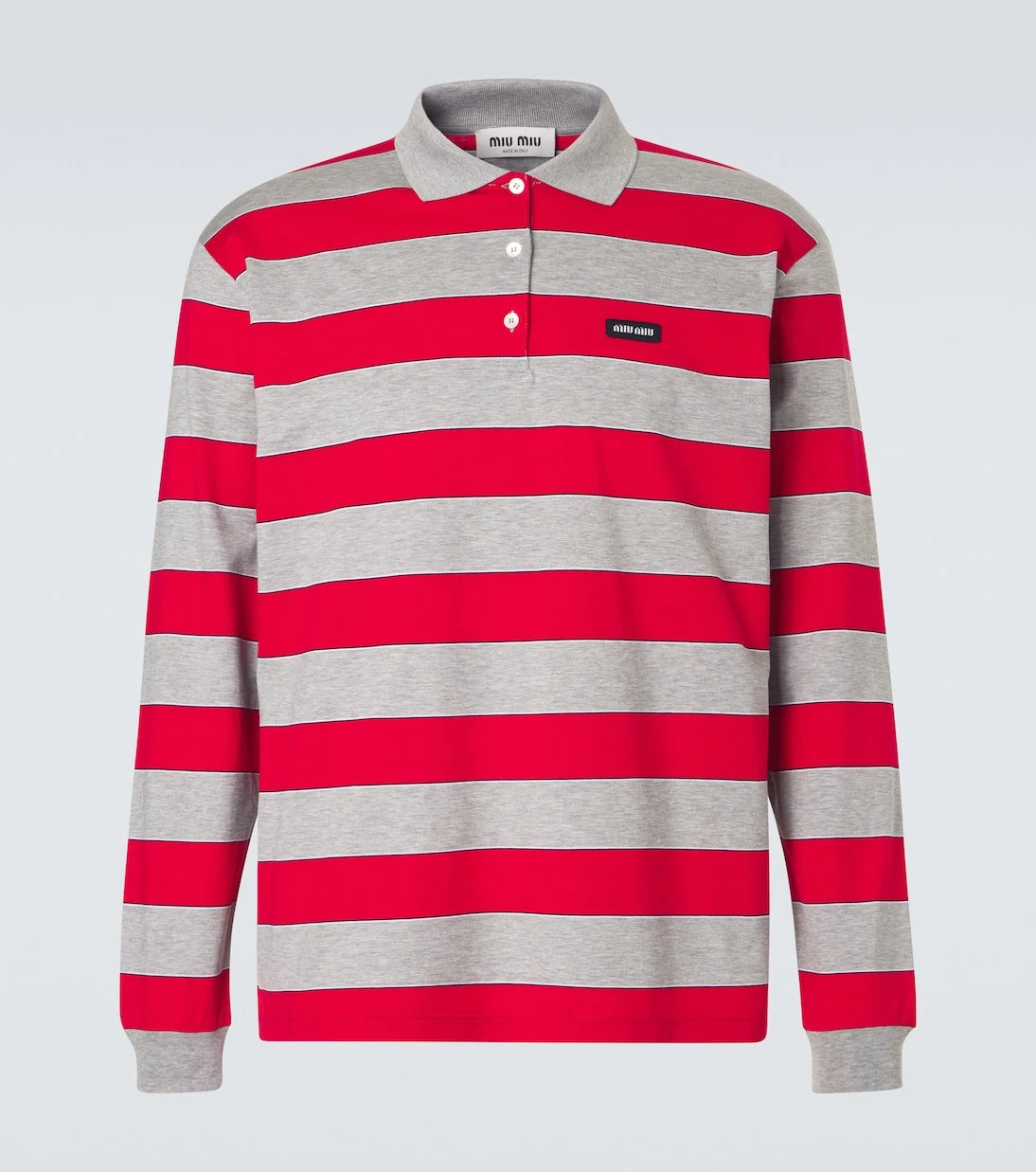 Miu Miu - Striped cotton jersey polo shirt
