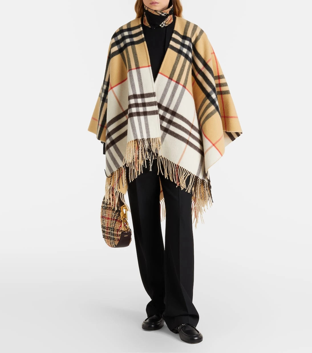 Burberry - Burberry Check cashmere and wool shawl