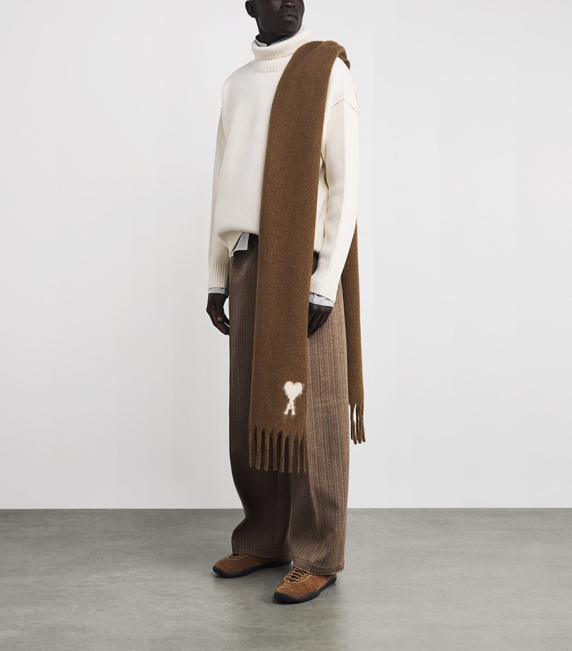 Alpaca-Blend Fringe Scarf