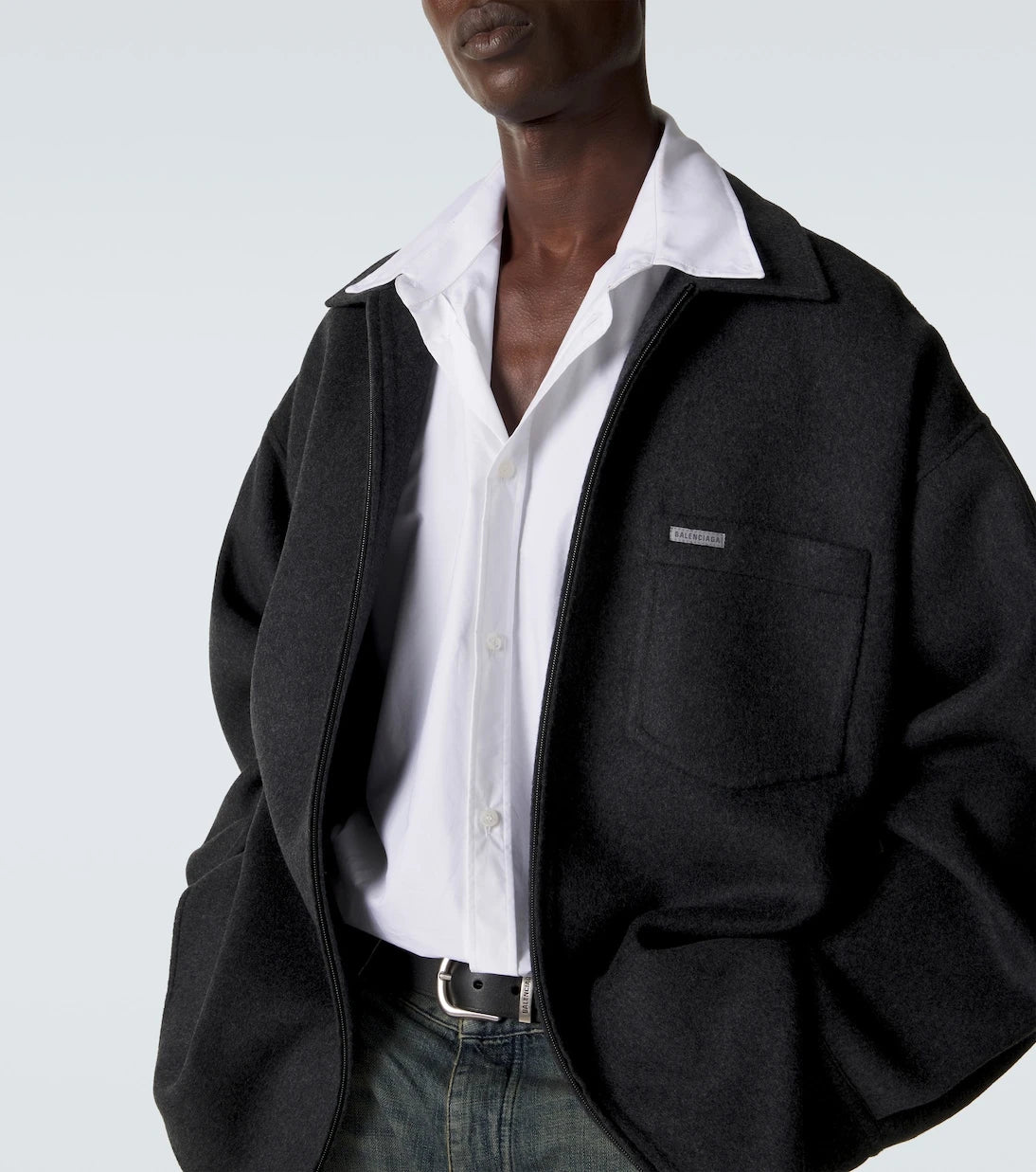 Balenciaga - Wool-blend zip-up overshirt