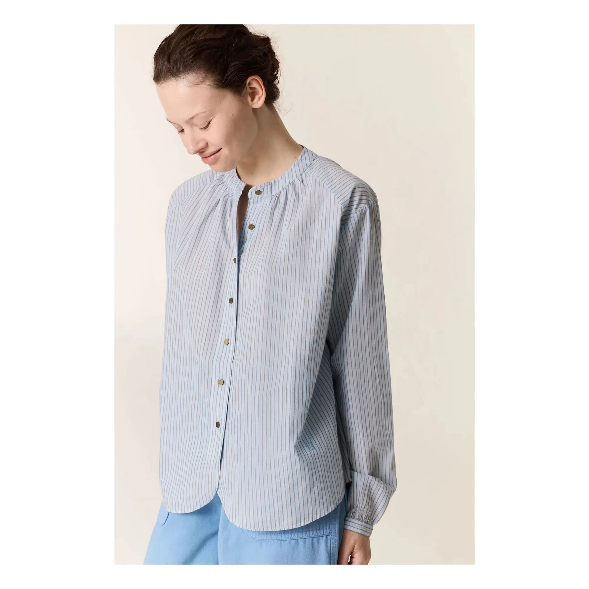 Leon & Harper - Cirus Stripes Organic Cotton Blouses | Blue