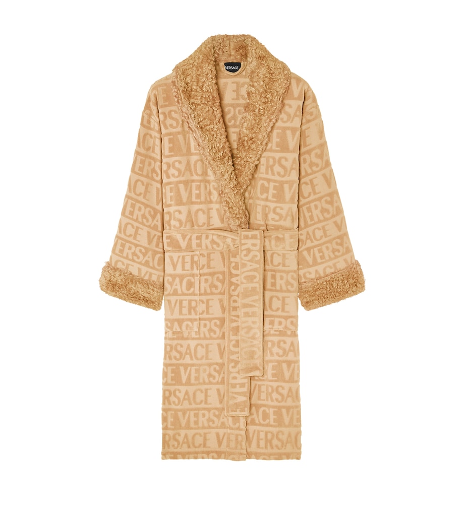 Faux Fur-Trim Monogram Robe