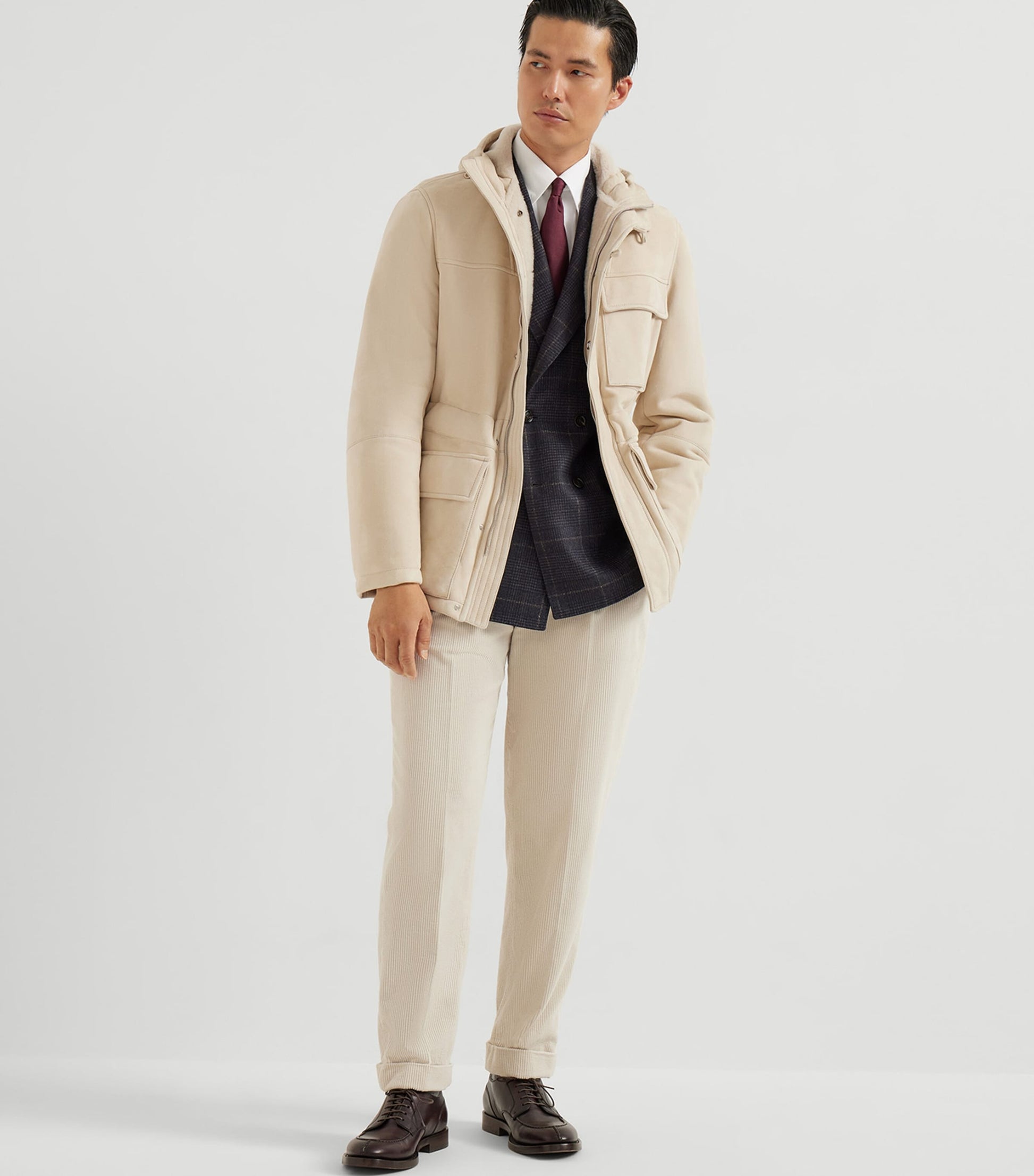 Cotton Corduroy Pleated Trousers