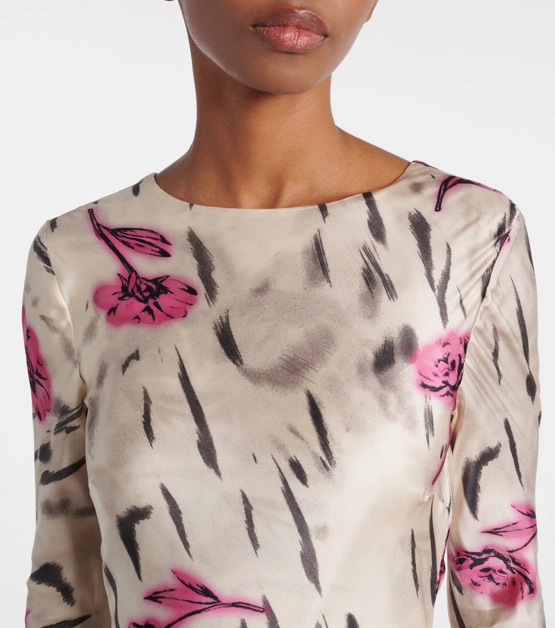 Ganni - Floral open-back satin maxi dress