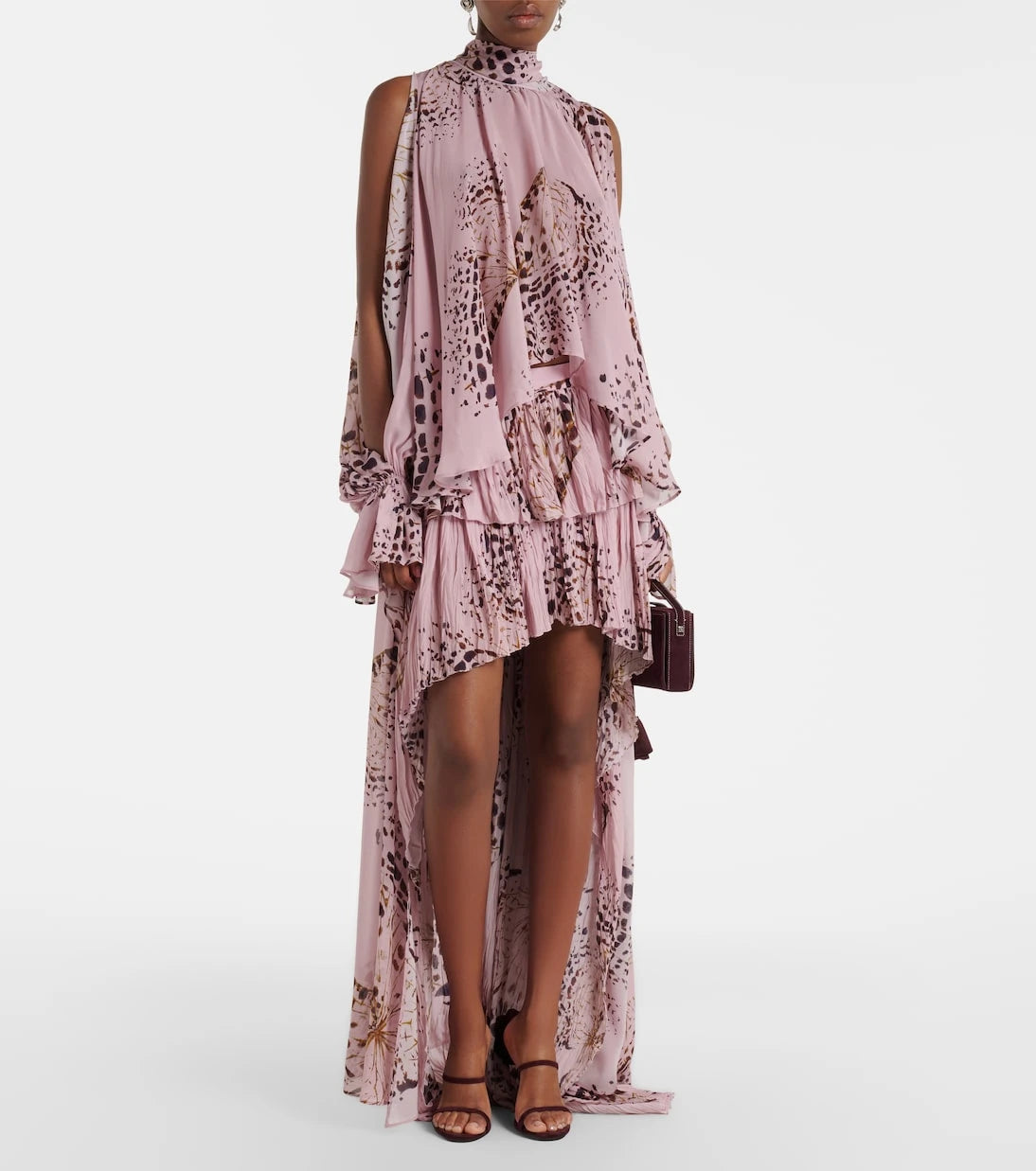 Blumarine - Printed asymmetric georgette blouse