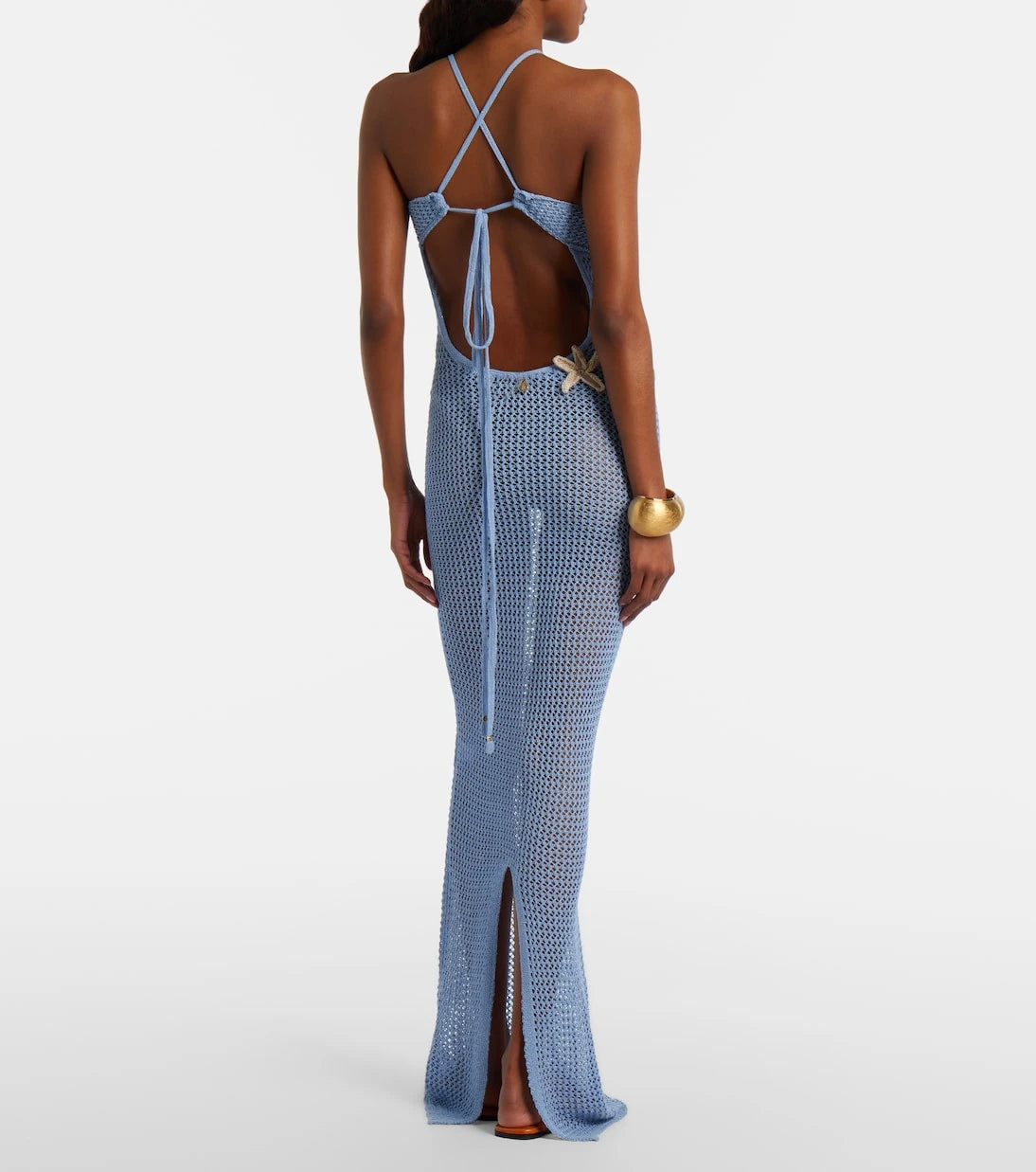 Bananhot - Hilsa open-knit lamé maxi dress
