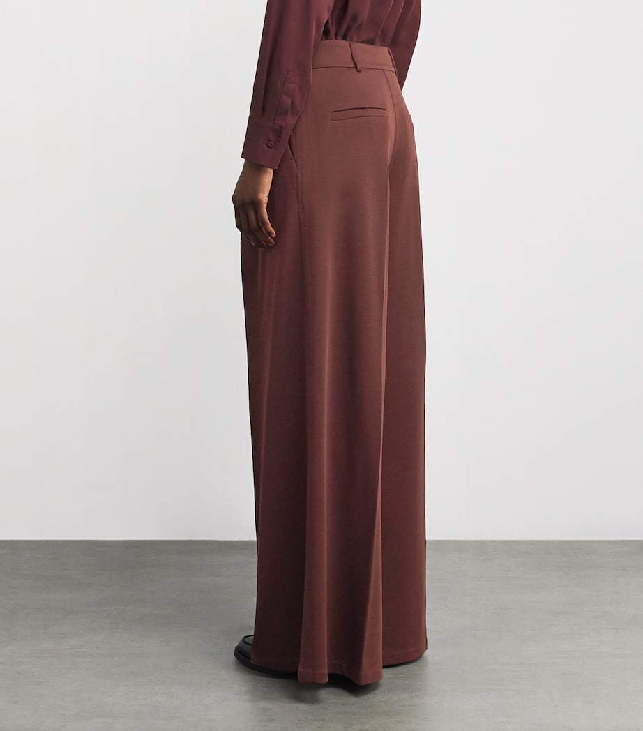 Max Mara Red Wool Jersey Palazzo Trousers