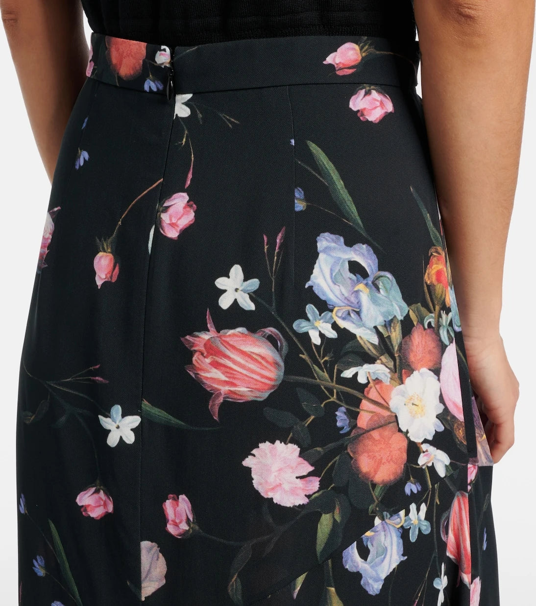 Erdem - Floral crêpe midi skirt