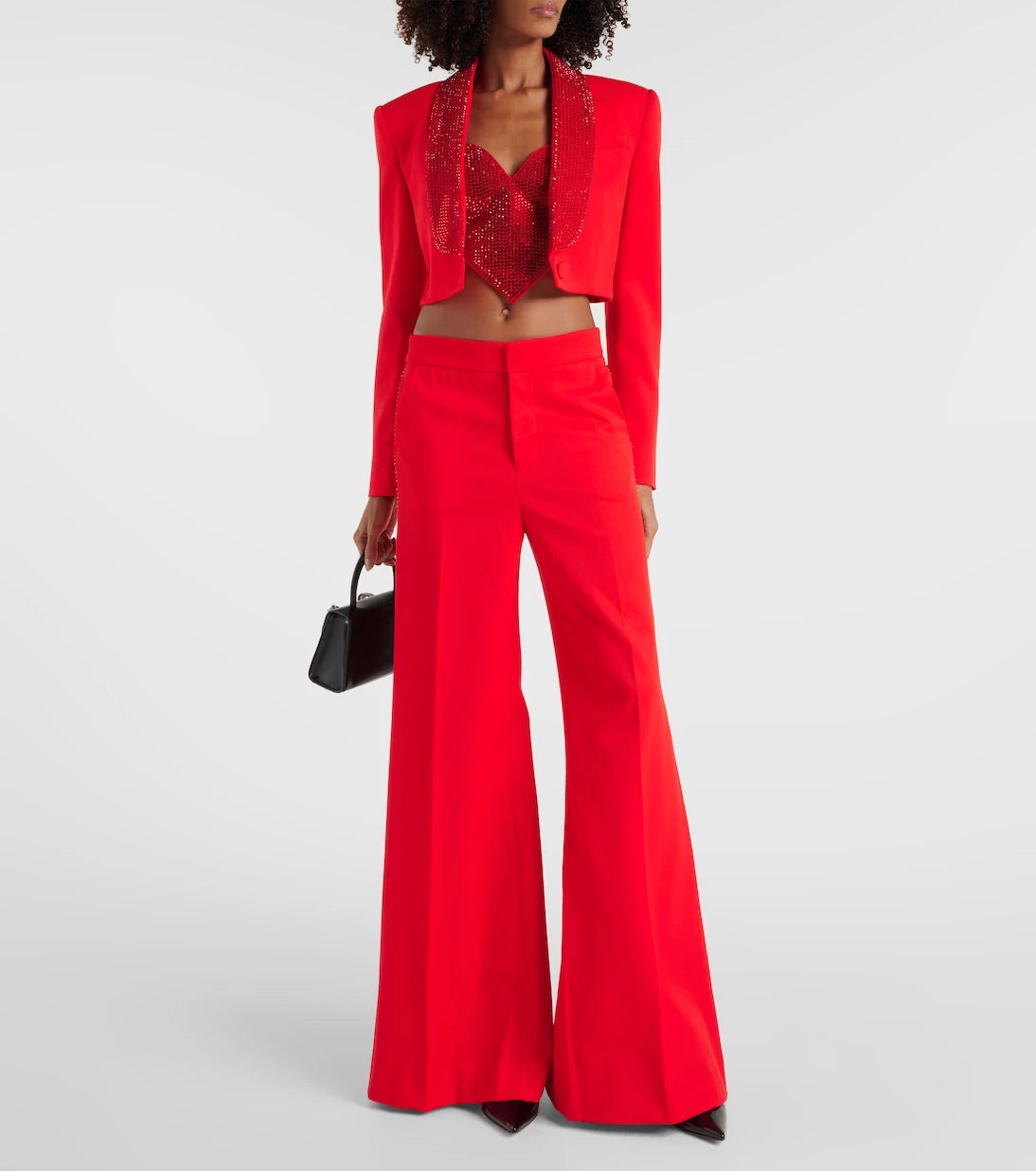 Area - Crystal-embellished cropped wool blazer