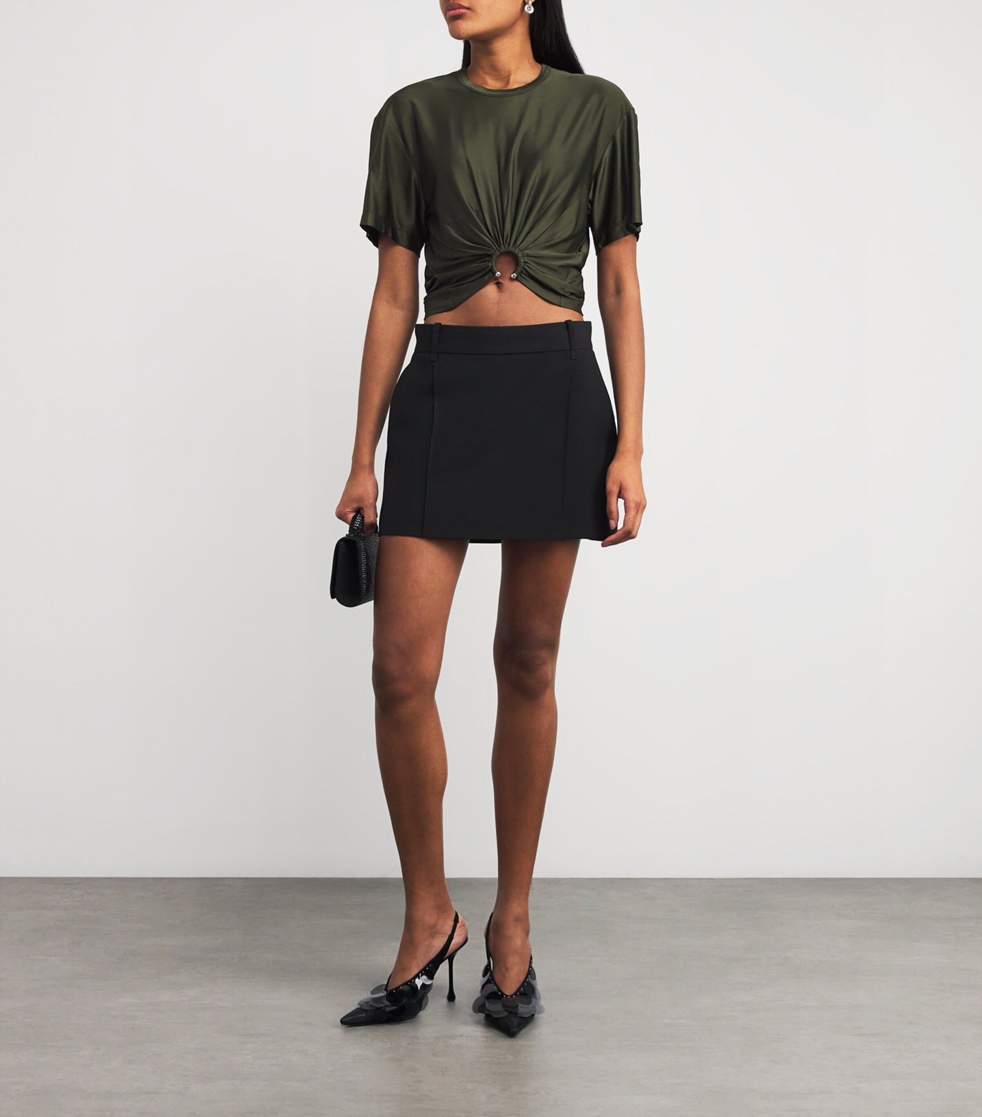 Paco Rabanne Green Jersey Ring-Gathered Crop Top