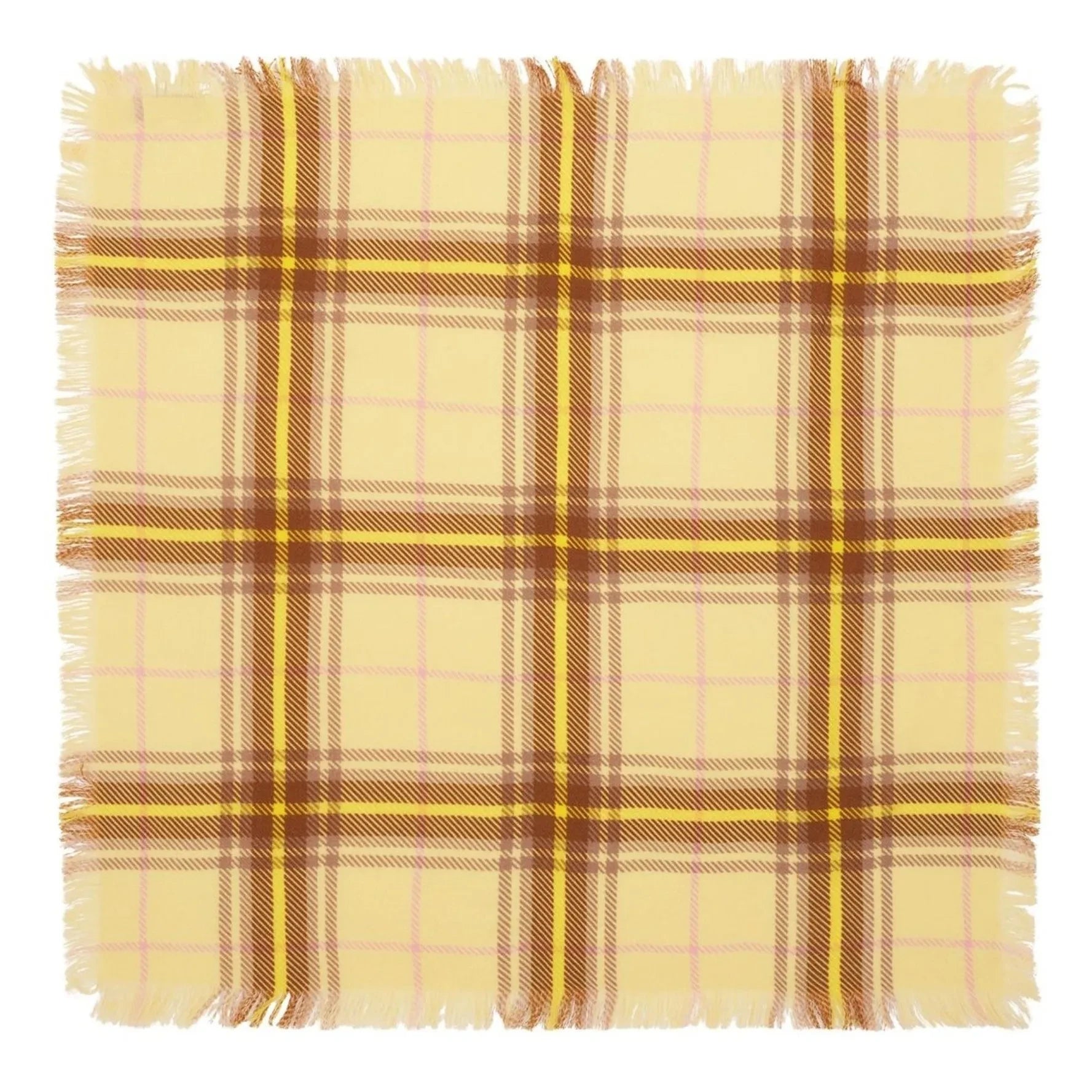 Bompard - Mini Carré Tartan Cashmere Scarf | Lemon yellow
