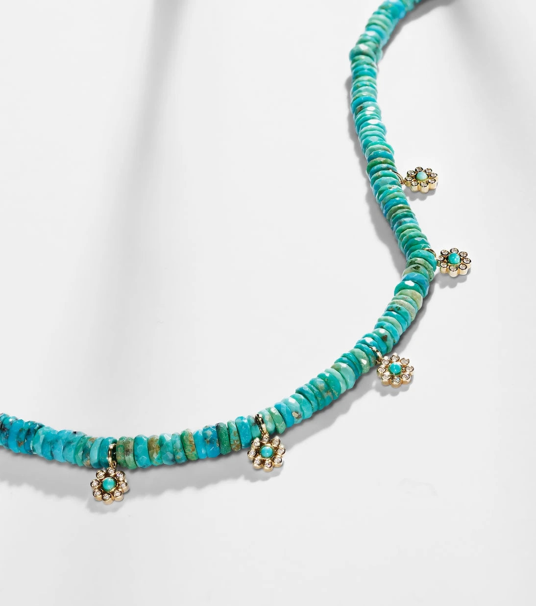 Sydney Evan - Daisy 14kt gold beaded necklace with diamonds