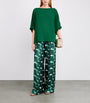 Max Mara Green Crepe Boat-Neck Blouse