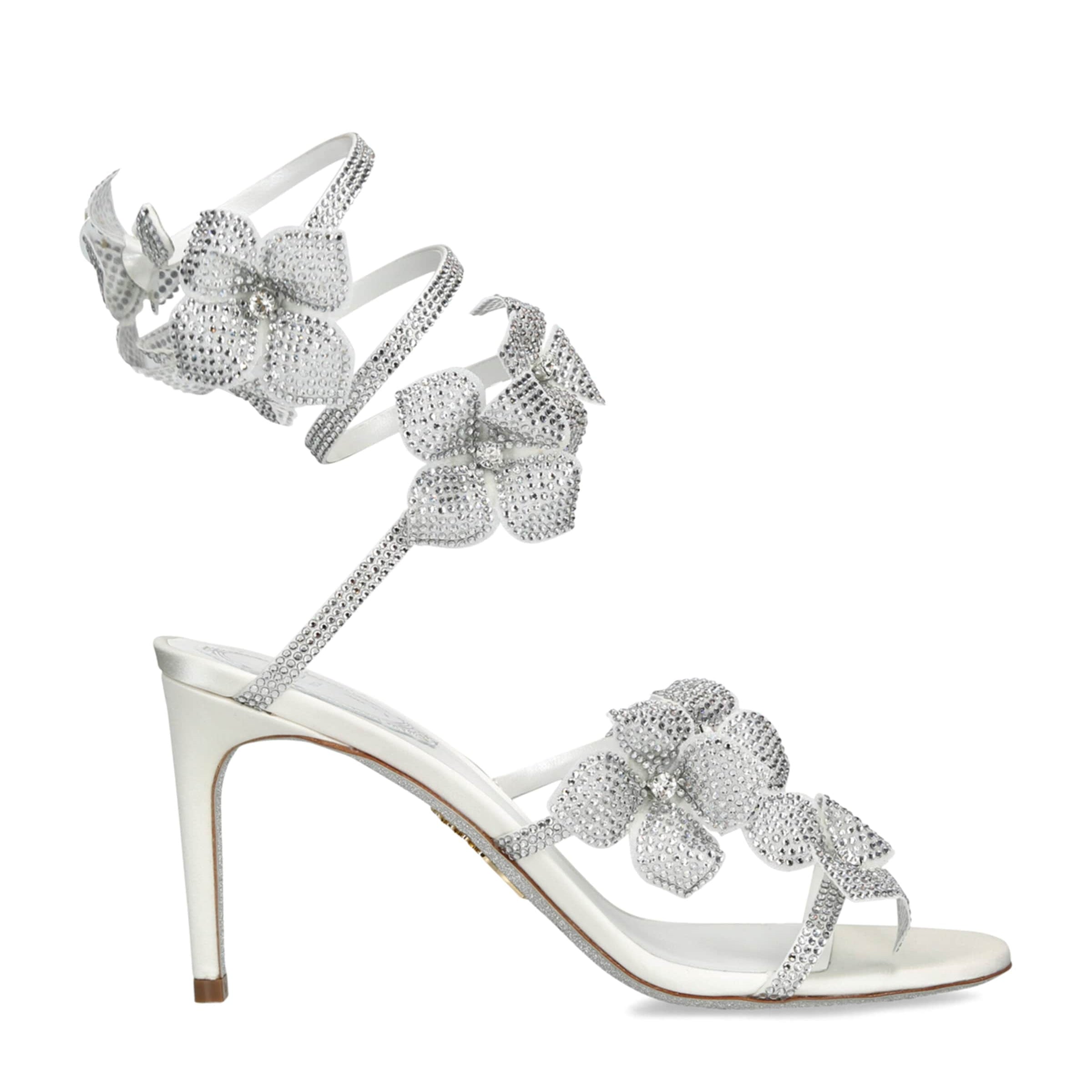 White Embellished Floriane Sandals 80