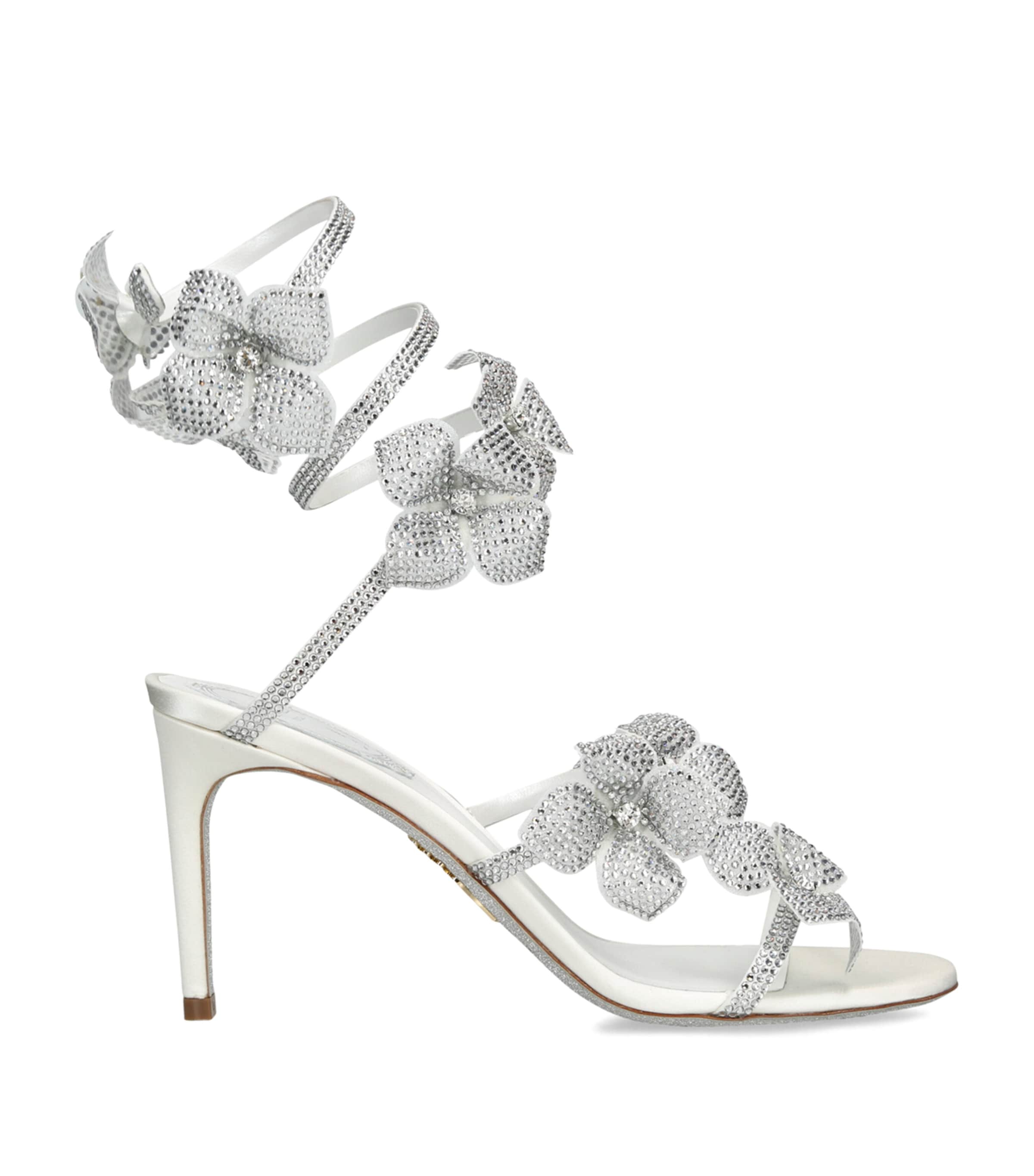 White Embellished Floriane Sandals 80