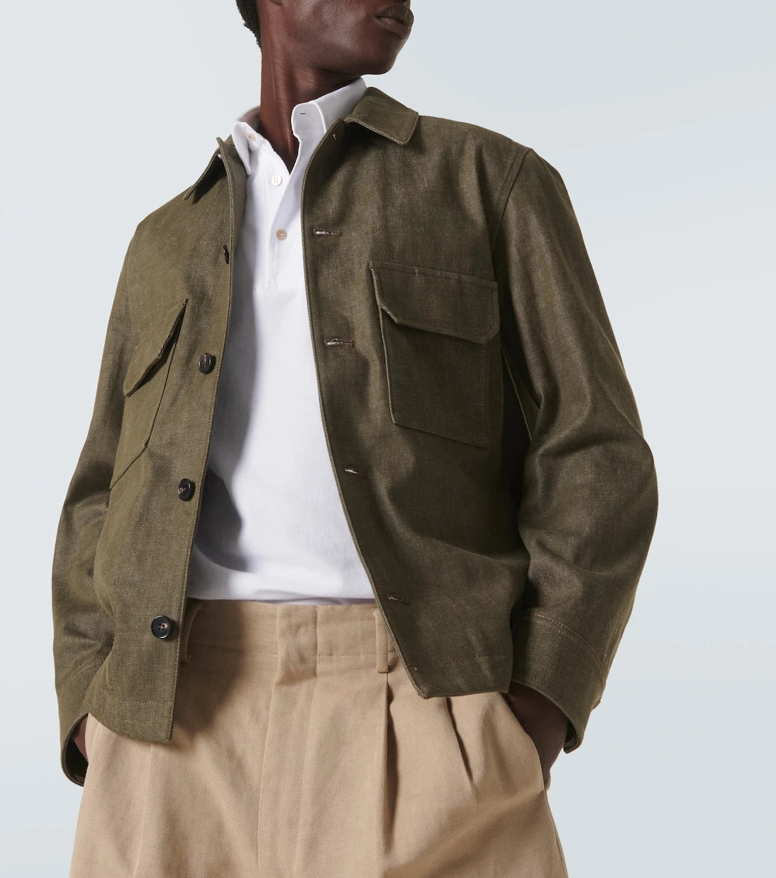 Loro Piana - قميص بولو من القطن المنسوج