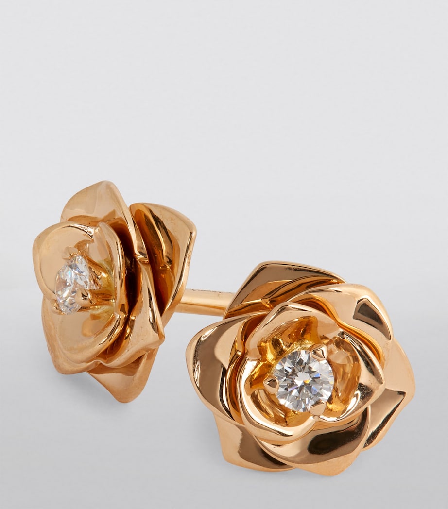 Piaget Rose Gold and Diamond Rose Earrings