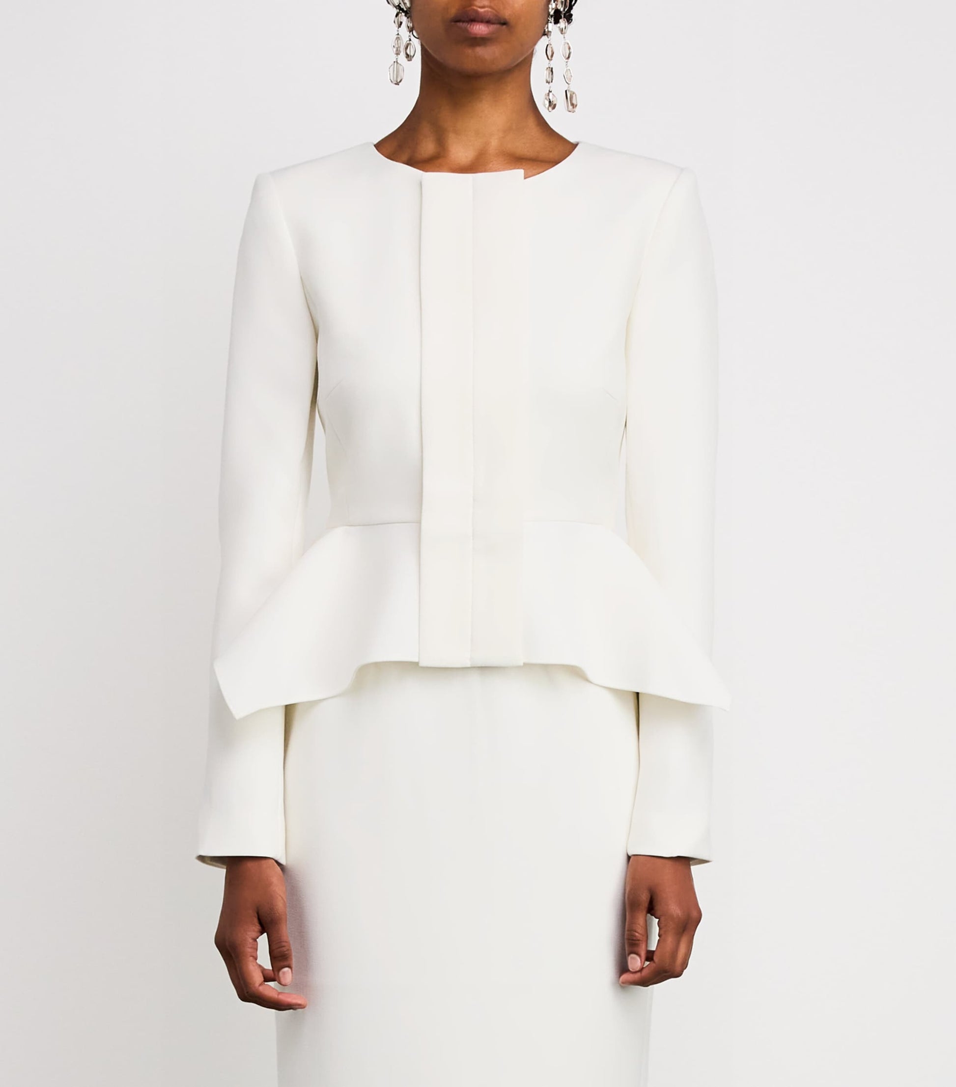 Roland Mouret White Crepe Peplum Jacket