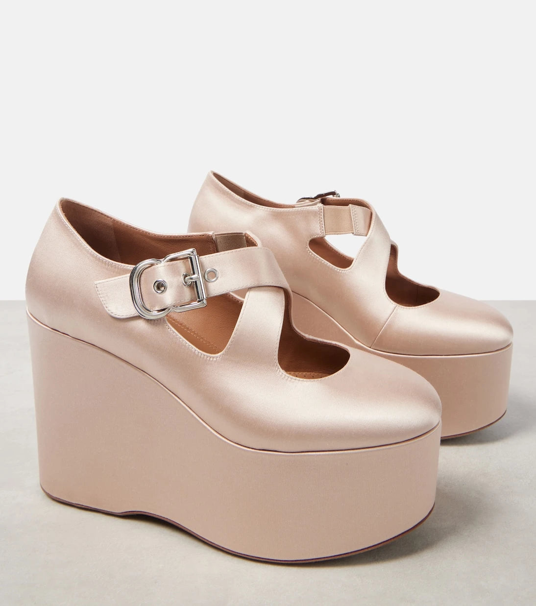 Alaïa - 110 satin platform wedges