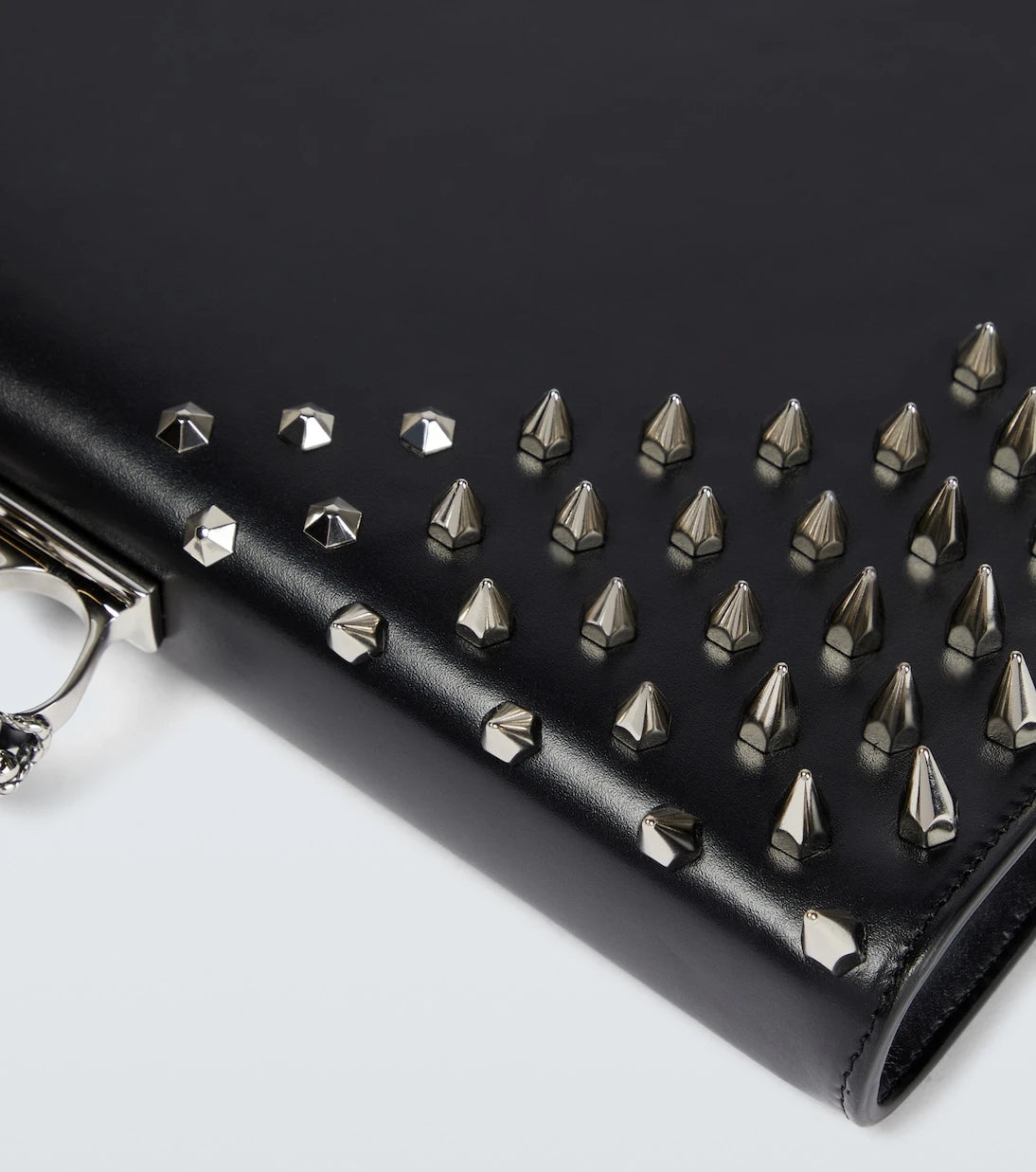 McQueen - Four-Ring embellished leather clutch