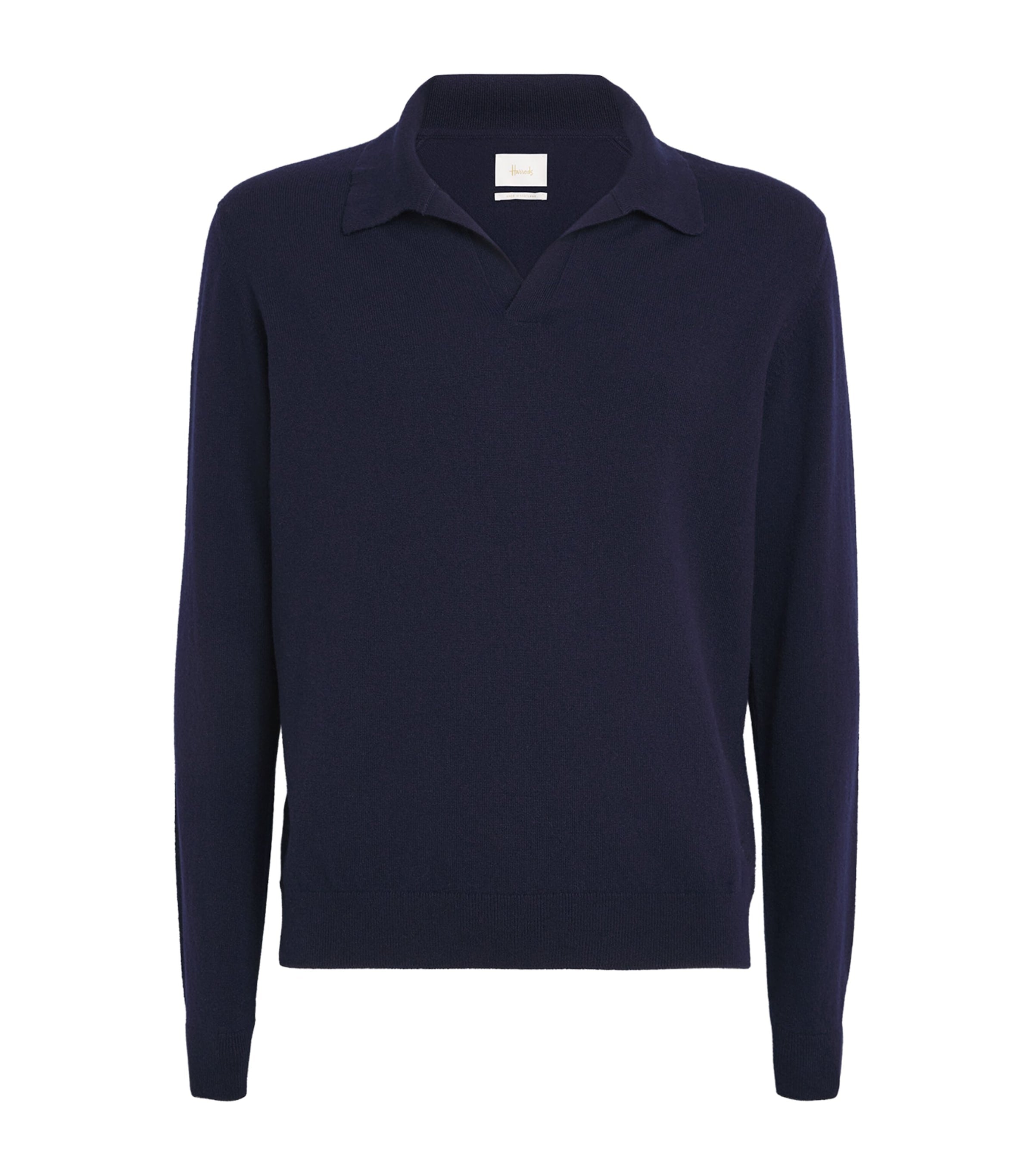 Navy Cashmere Polo Sweater