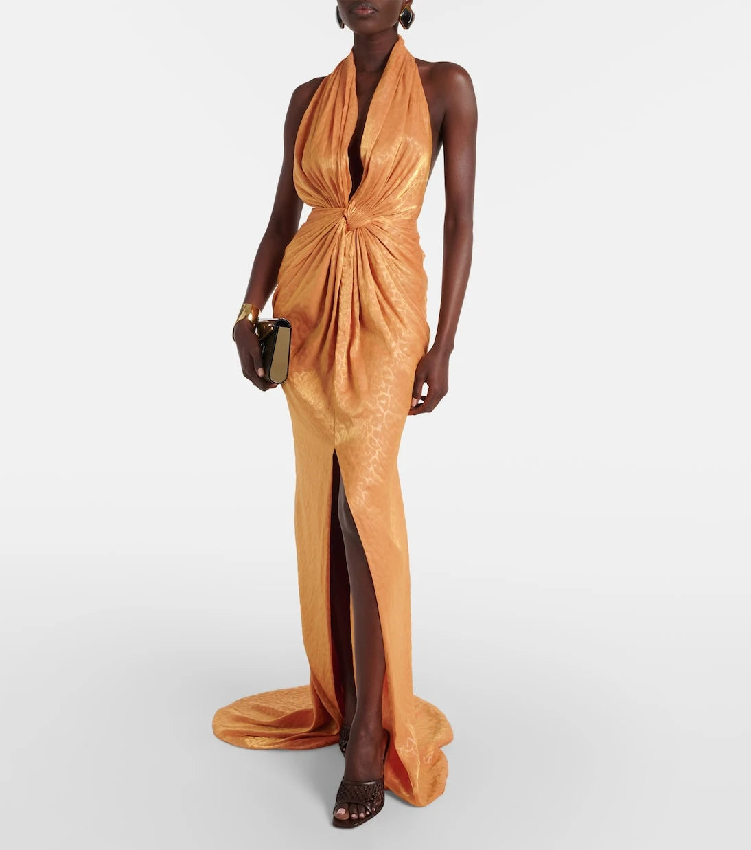 Costarellos - Joa gathered halterneck gown