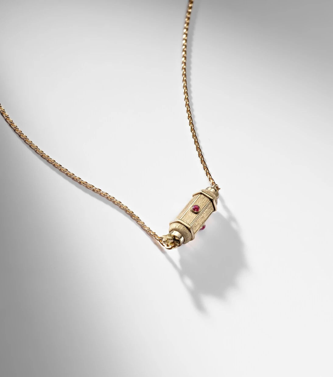Marie Lichtenberg - Coco Micro 18kt gold locket necklace with rubies